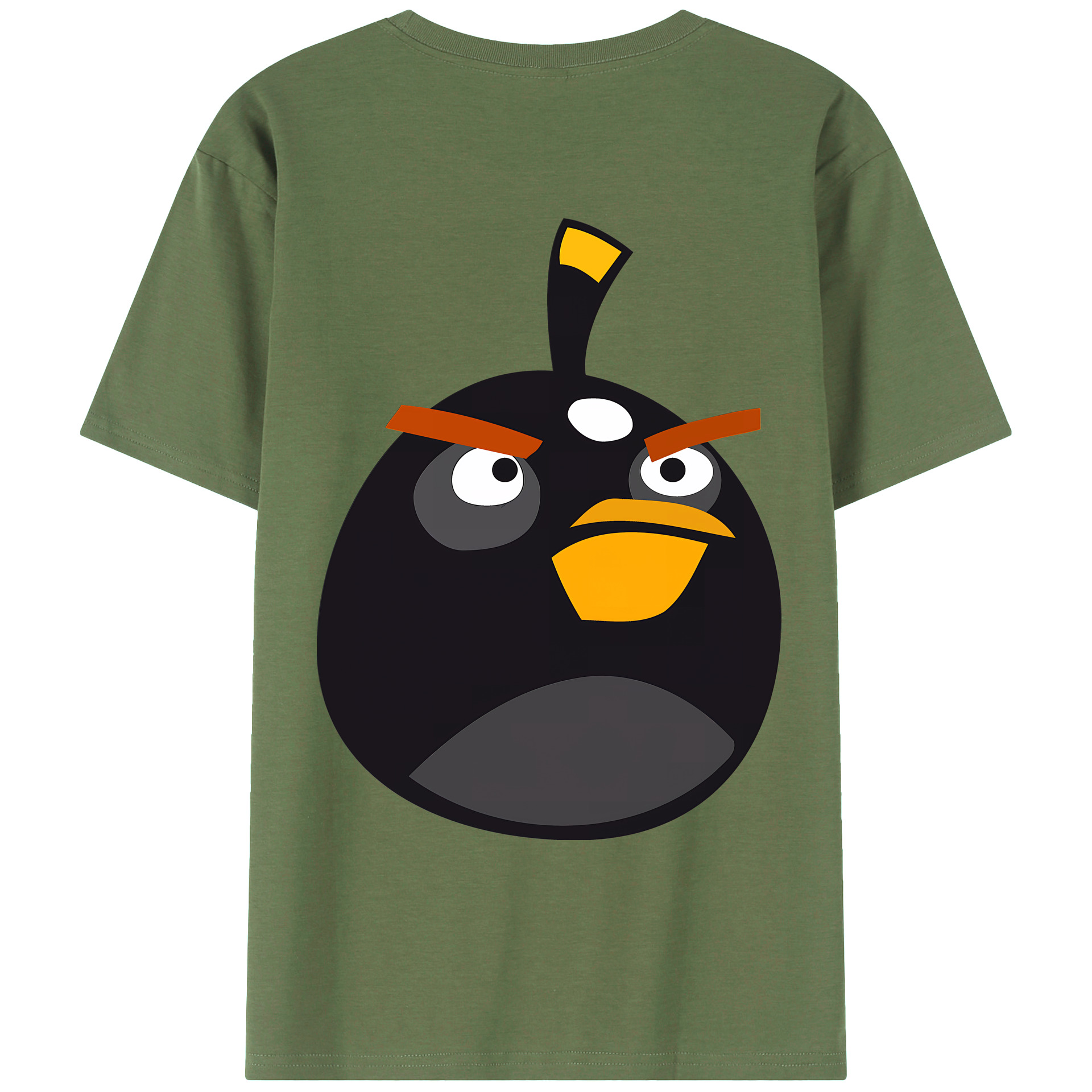 （画像用） Angry Birds アングリーバード 綿100％ メンズ半袖Tシャツ（バックプリント） 通気性